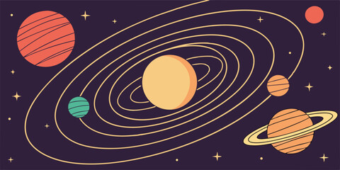Vector Image Graphic Art Illustration of Solar System Planets Space Orbit Galaxy © Muhammad