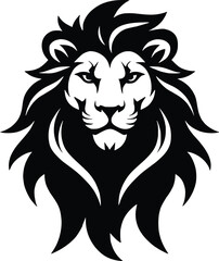 Fototapeta premium Lion Head, Lion Head Silhouette, Black and White Lion Head