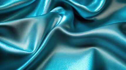 Obraz premium Teal satin fabric draped in elegant folds.
