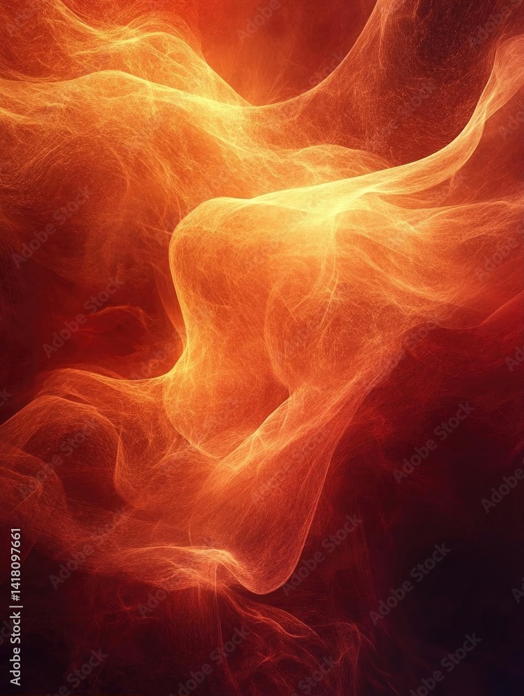 Poster abstract representation of fiery colors swirling in a dynamic, ethereal composition