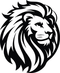 Fototapeta premium Lion Head, Lion Head Silhouette, Black and White Lion Head