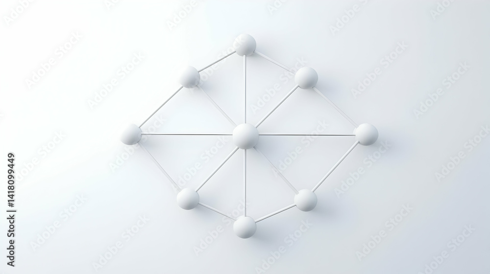 Poster abstract geometric pattern with connecting circles and lines on white background