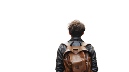 Professional Back View of Young Tourist Watching Over Florence Landscape