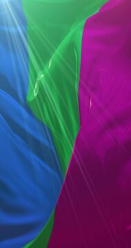 Polysexuality Pride Flag Waving. Loop. 4K Vertical