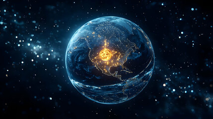 Fototapeta premium Digital Representation Of Earth In Space