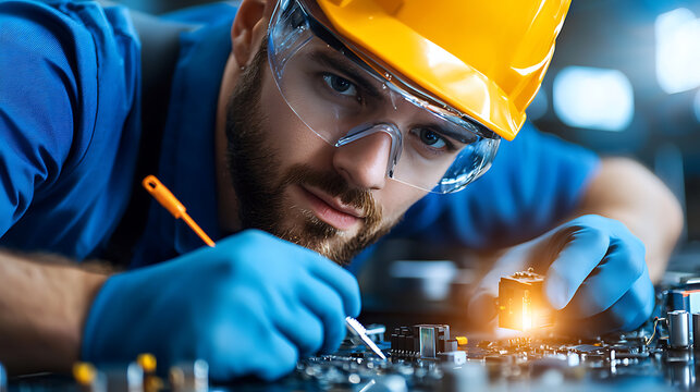 Precise multimeter calibration by skilled technician electronics lab professional photography industrial setting close-up engineering excellence