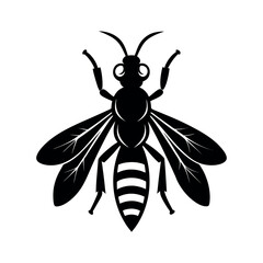 Flying Wasp Silhouette Vector Art
