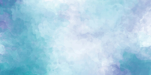 Abstract blue winter watercolor background. Sky pattern with snow. Light blue watercolour  paper texture background. of pastel color watercolor background