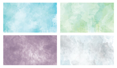 Bundle set of vector colorful watercolor backgrounds for business card or bright vector colorful watercolor background for poster, brochure or flyer 
