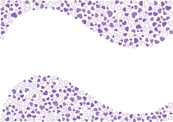 ハート柄の背景 紫系の3色 フチと単色 ハート