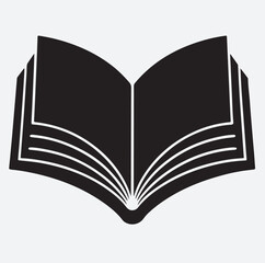 single book with open pages silhouette vector art illustration, open book vector illustration
