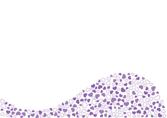 ハート柄の背景 紫系の3色 フチと単色 ハート