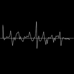 Obraz premium White audio waveform on a black background showing sound visualization art