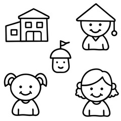 Simple Children's School and Kindergarten Icon Collection