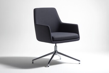 A modern, dark-grey upholstered office chair with a sleek, chrome five-star base.