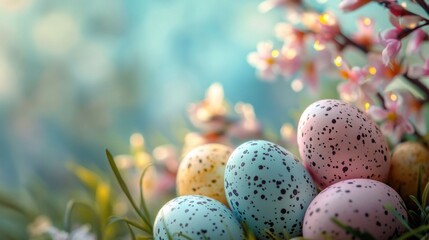 Fototapeta premium Colorful eggs in meadow
