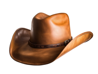 Brown Leather Cowboy Hat, Isolated on Transparent Background, Western Hat, Hat Design, Leather Accessory, Cowboy hat, leather, western
