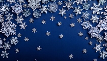 white snowflakes on dark blue background