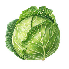 Obraz premium fresh green cabbage isolated on white background, PNG