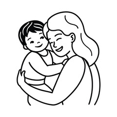 Vector illustration of mother embracing her child sharing a loving moment depicting family love