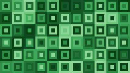 A green squares background. Shades of green abstract geometric background. Green tiles texture.
