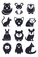 Cute Cartoon Animal Icons Vector Graphic Set Design