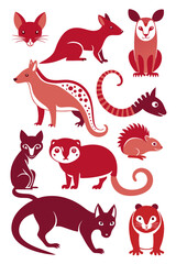 Stylized Collection of Animals Vector Illustration