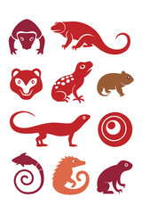 Silhouetted Animals and Reptiles Vector Illustration Collection