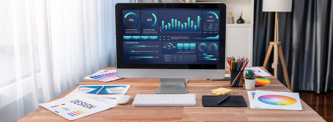 Business data dashboard provide business intelligence analytic for marketing strategy planning...