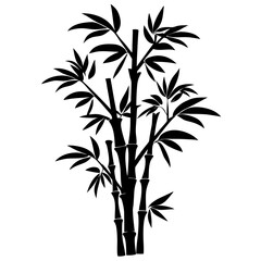 Elegant Bamboo Silhouette Illustration on White Background for Design Elements