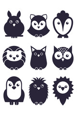 Cute animal icons set, animal icons illustration vector