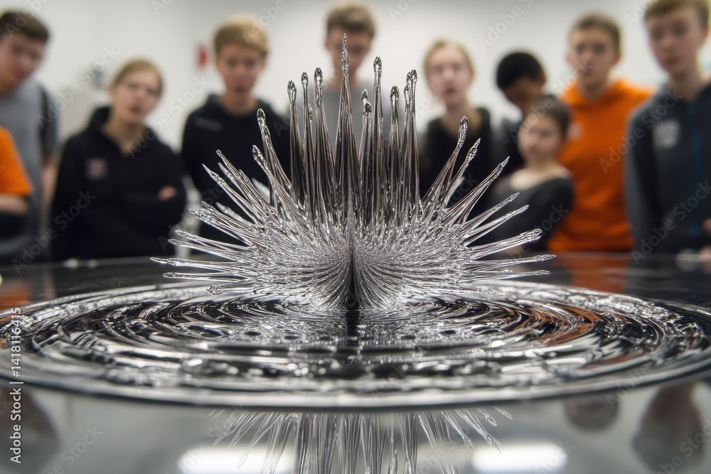 Poster students observing a fascinating water experiment demonstrating fluid dynamics