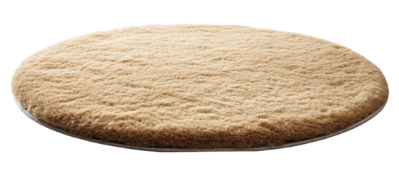Round Fluffy Rug, Beige Shaggy Carpet, Isolated on Transparent Background, Floor Mat, Home Decor, rug, carpet, mat