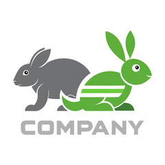 Modern Rabbits Vector Logo Template with Two Colors