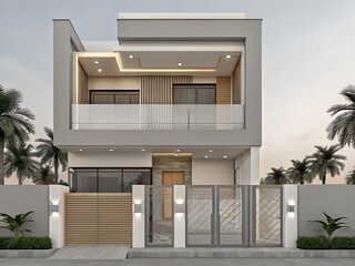 Contemporary Modern House Exterior with Geometric Design
