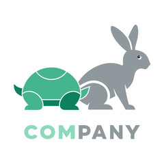 Hare and tortoise simple logo design for your company