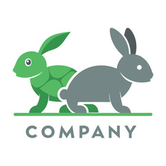 Modern green gray rabbits company logo concept design