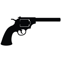 Revolver silhouette vector isolated on white background 