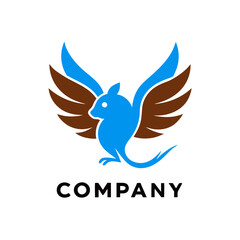 Abstract flying squirrel logo design vector illustration template