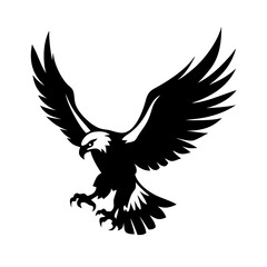 Obraz premium Black eagle silhouette, a vector illustration of a flying bird with outstretched wings