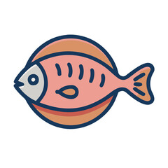 Cute cartoon fish with rounded shapes and colors