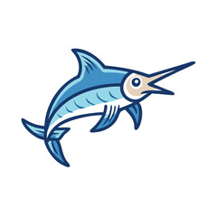 Cartoon Blue Marlin on Black Background Illustration
