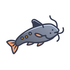 Cartoon Catfish Illustration on a Black Background