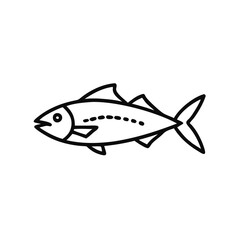 Simple Outline of a Fish on Black Background