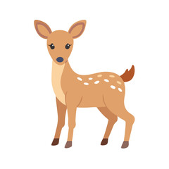 Cute cartoon fawn standing on a black background