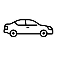 Sedan Car in Profile View Icon Design