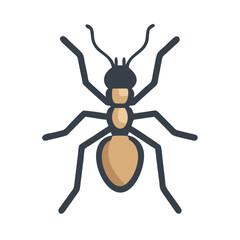 Cartoon Ant Vector Illustration on Black Background