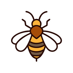 Cartoon Bee Illustration Isolated on Black Background, Insect