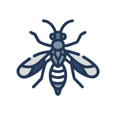 Stylized wasp icon on black, nature and insect