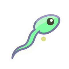 Cute cartoon tadpole illustration on a black background